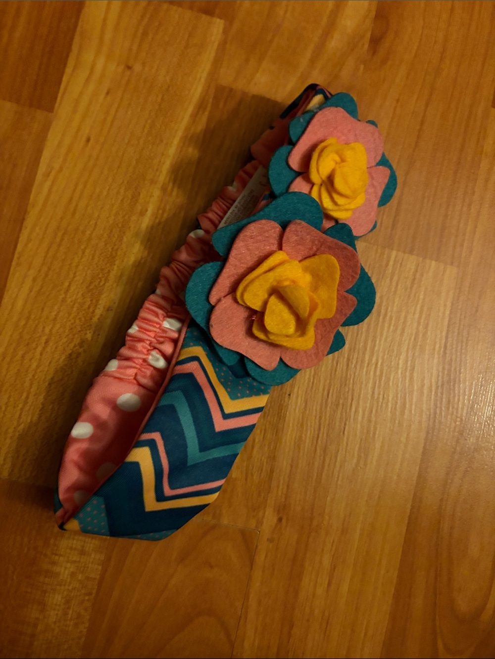 MATILDA JANE Floral Multi-Color Girls’ Fabric Headband - Pink, Teal & Yellow